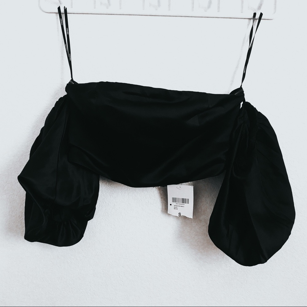 Satin Puff Sleeve Crop Top from Forever 21